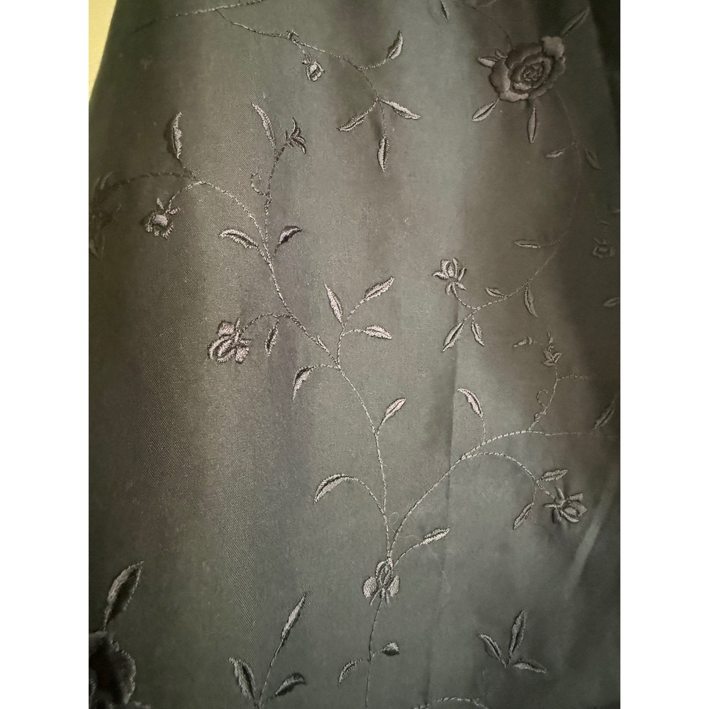Ann Taylor ankle Silk Embroidered Floral 14 black blue Whimsi boho cottage Y2K